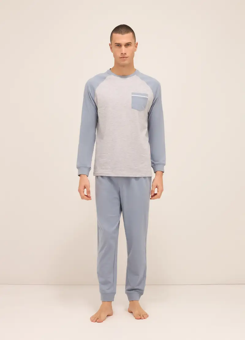 UPIM HB, Maglia Del Pigiama Raglan In Puro Cotone Uomo, Azzurro carta da zucchero, Taglia: S