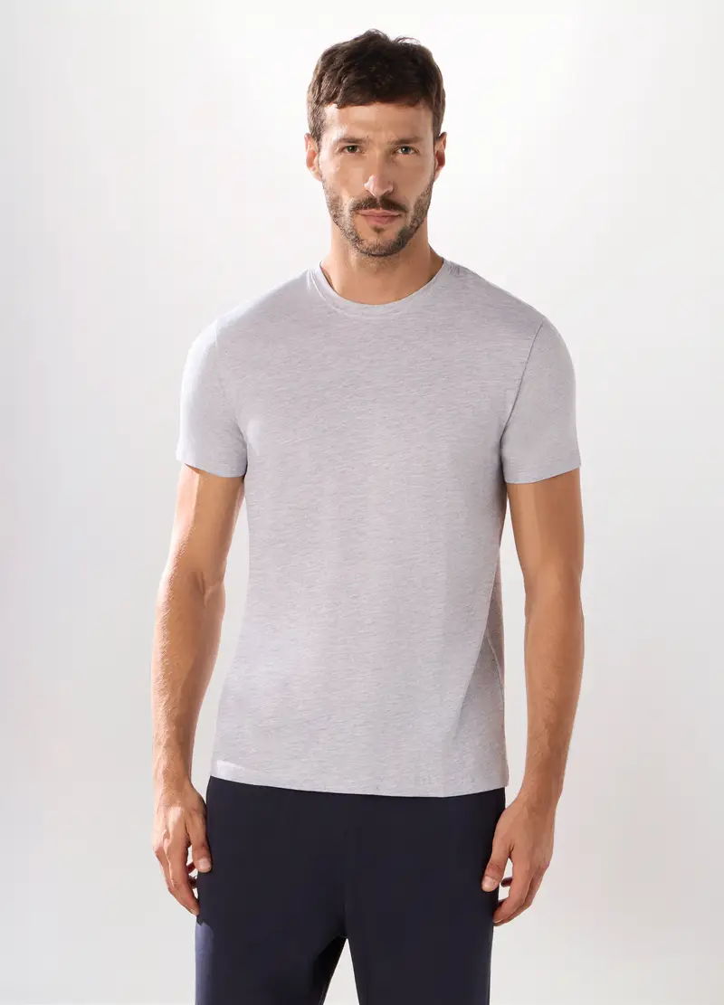 UPIM HB, Maglietta Intima Girocollo In Misto Cotone Uomo, Grigio chiaro melange, Taglia: S