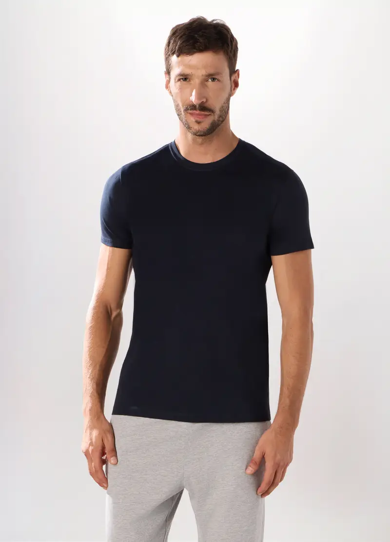 UPIM HB, Maglietta Intima Girocollo In Puro Cotone Uomo, Blu scuro, Taglia: S