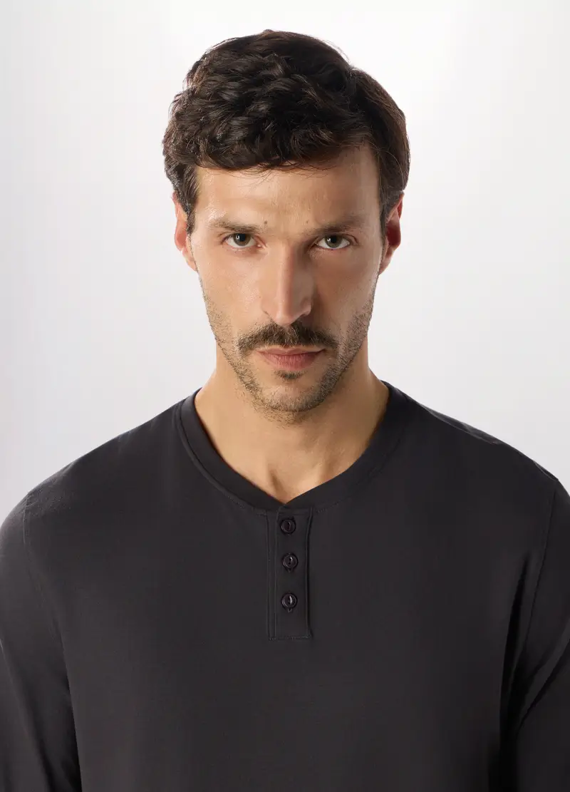 Maglietta Intima Girocollo In Puro Cotone Uomo, Grigio scuro miniatura 3