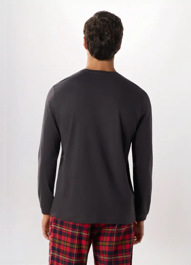 Maglietta Intima Girocollo In Puro Cotone Uomo, Grigio scuro miniatura 2