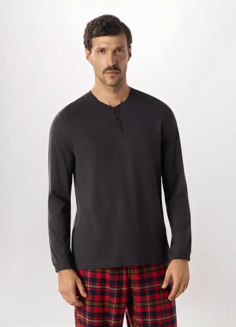 Maglietta Intima Girocollo In Puro Cotone Uomo, Grigio scuro