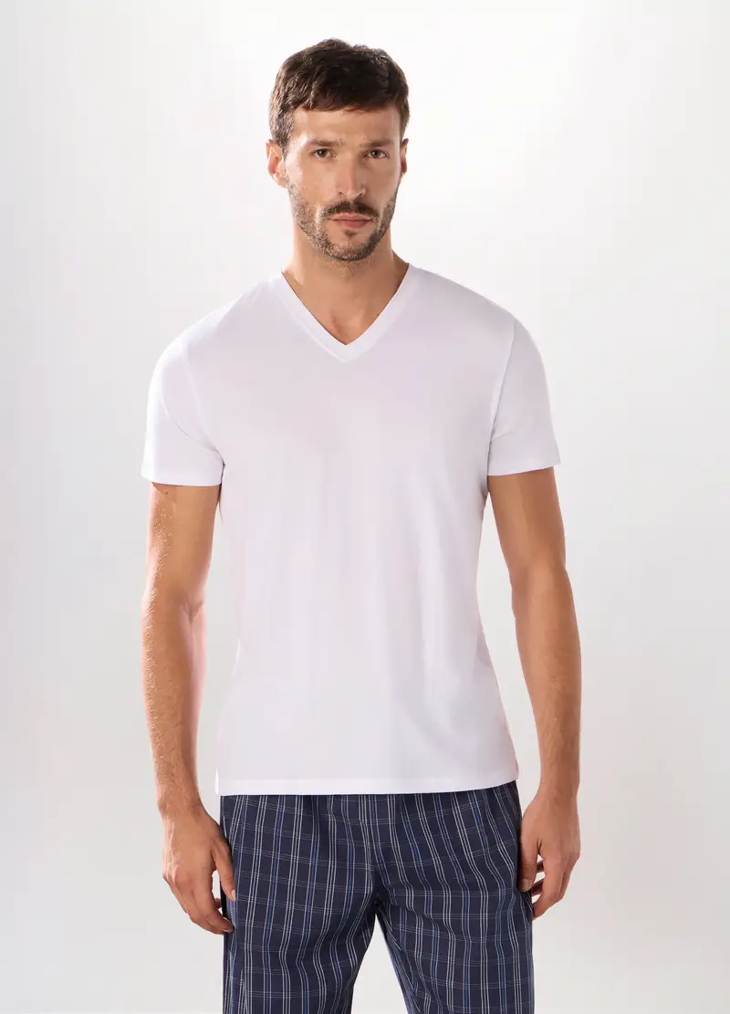 UPIM HB, Maglietta Intima Scollo A V In Cotone Uomo, Bianco ottico, Taglia: S