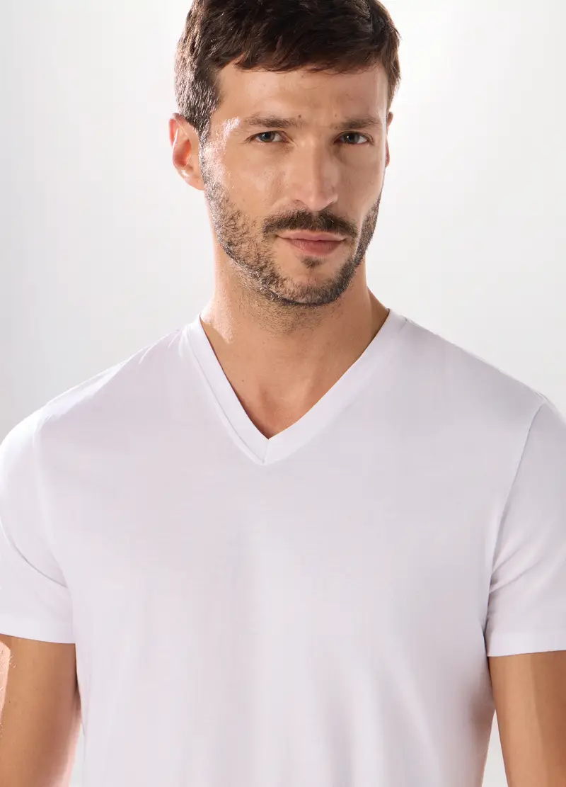 UPIM HB, Maglietta Intima Scollo A V In Cotone Uomo, Bianco ottico, Taglia: S miniatura 2