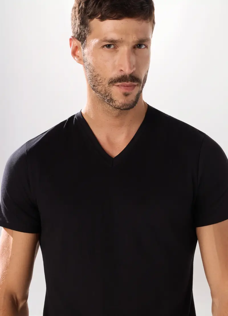 UPIM HB, Maglietta Intima Scollo A V In Cotone Uomo, Nero, Taglia: S miniatura 2