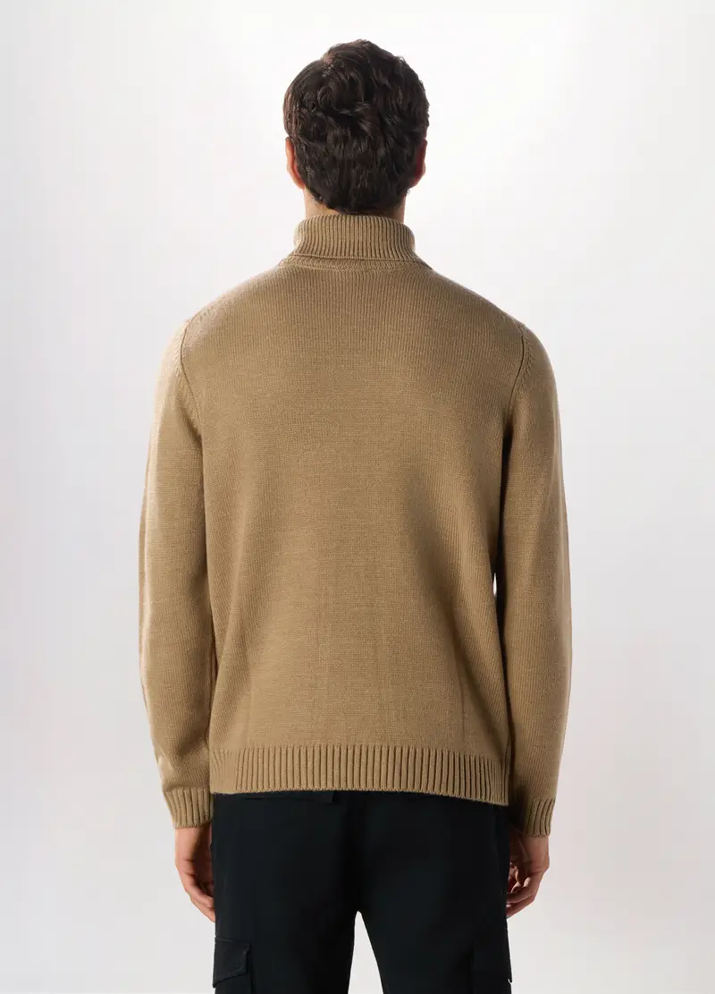 Maglione A Collo Alto In Maglia Uomo, Marrone khaki miniatura 2