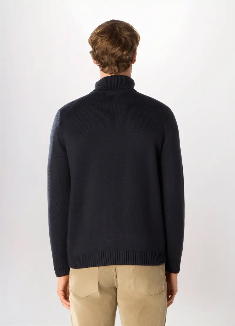 Maglione Collo Alto In Maglia Rasata Uomo, Blu scuro miniatura 2