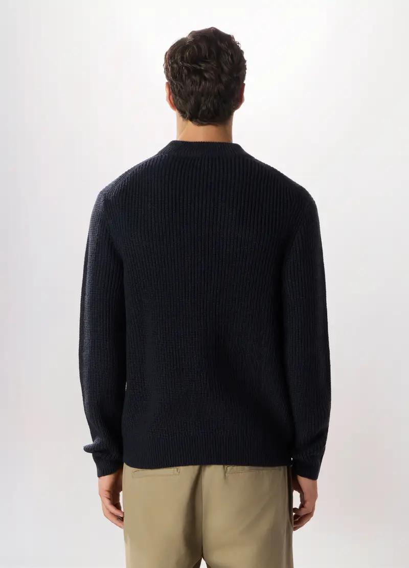 Maglione Collo Camino A Costa Inglese Uomo, Blu scuro miniatura 2