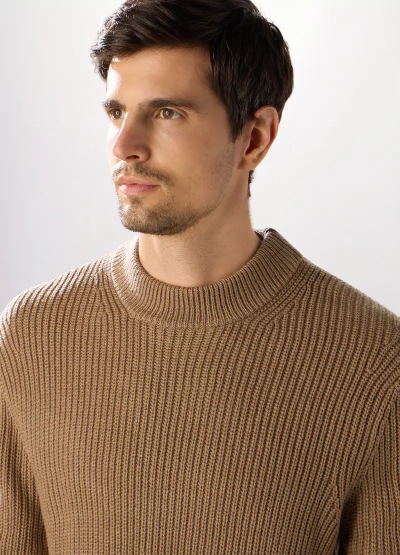 Maglione Collo Camino A Costa Inglese Uomo, Marrone tabacco miniatura 3