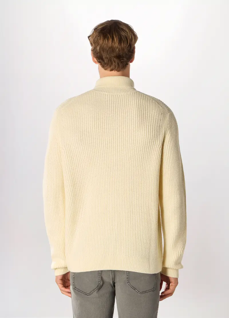 Maglione Dolcevita A Costa Inglese Uomo, Bianco avorio miniatura 2