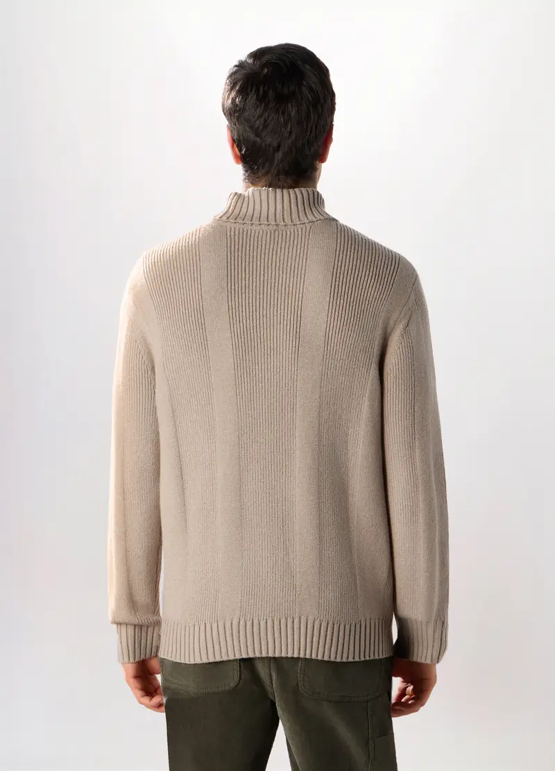 Maglione Dolcevita A Coste Uomo, Grigio tortora miniatura 2