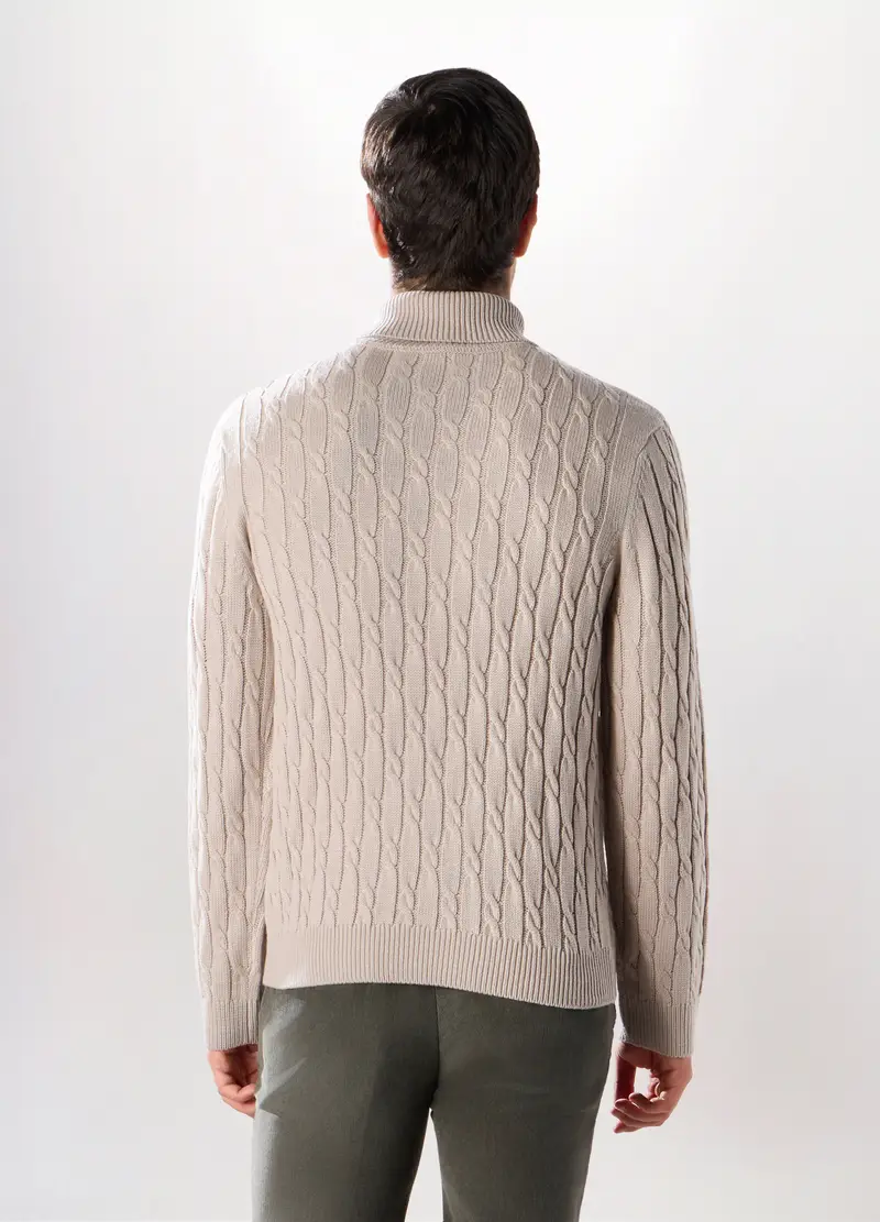 Maglione Dolcevita A Trecce Uomo, Grigio tortora miniatura 2