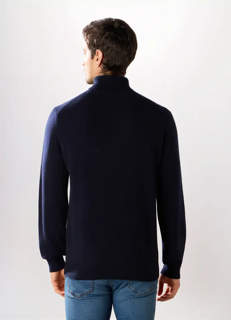 Maglione Dolcevita In Cashmere Uomo, Blu scuro miniatura 2