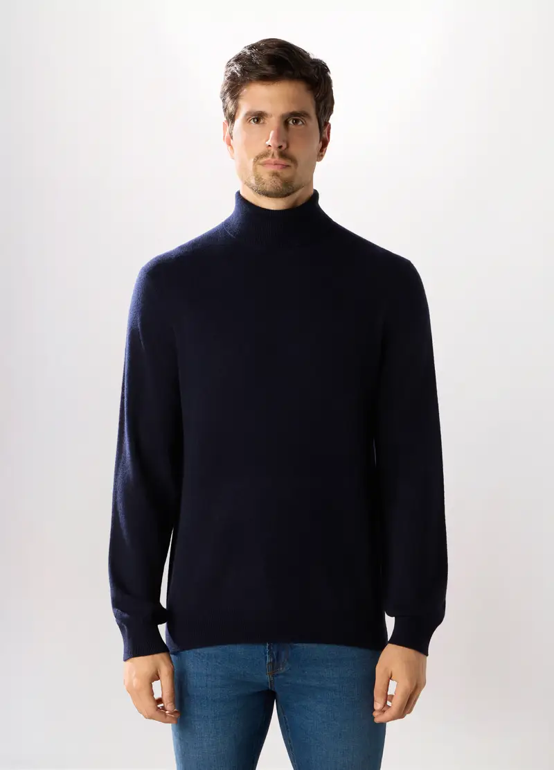Maglione Dolcevita In Cashmere Uomo, Blu scuro