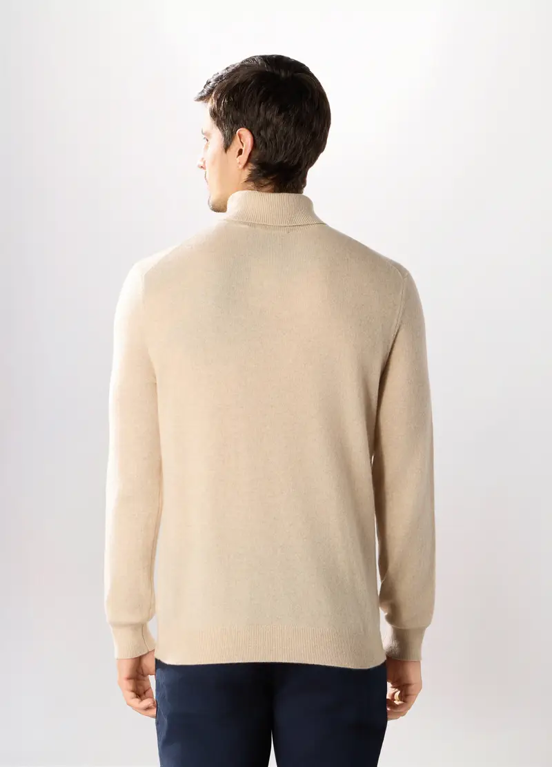 Maglione Dolcevita In Cashmere Uomo, Crema miniatura 2