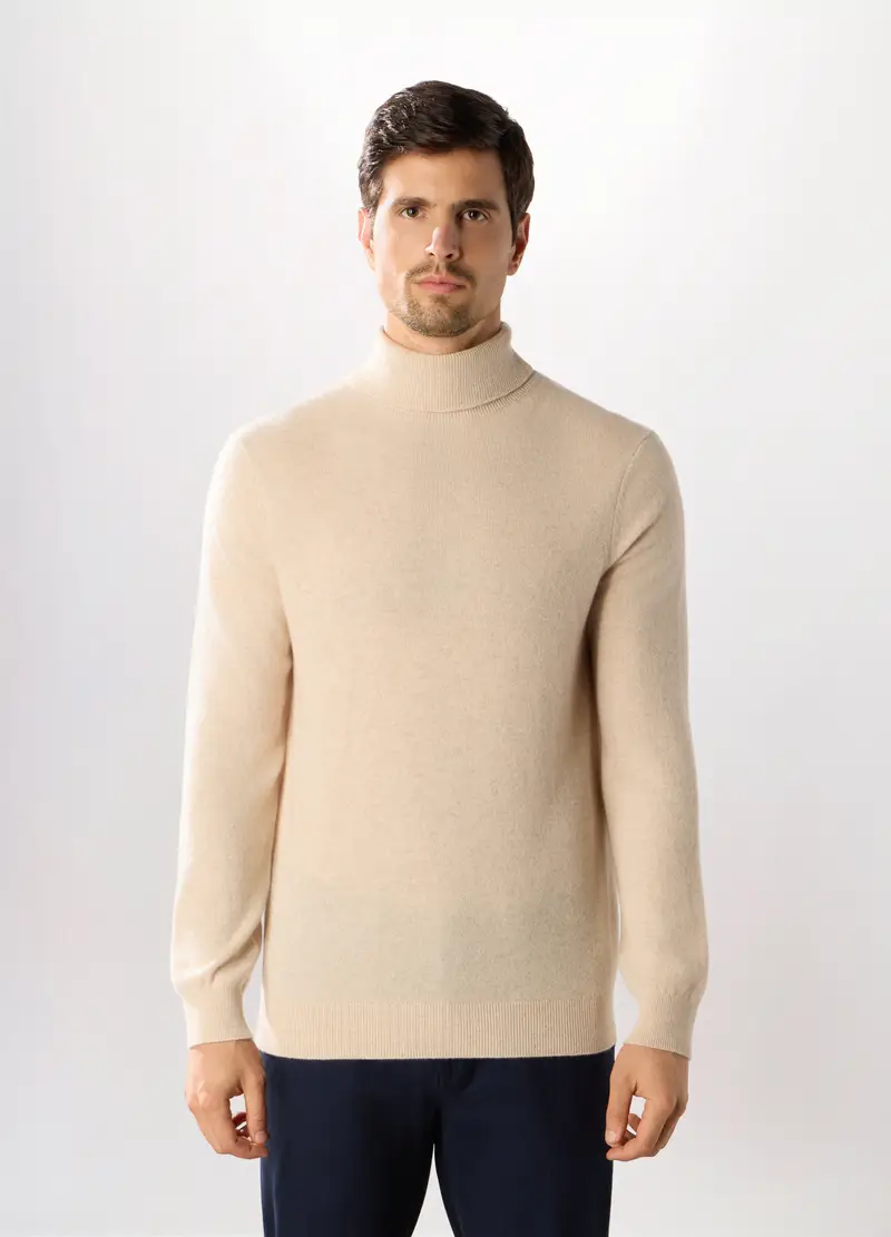 Maglione Dolcevita In Cashmere Uomo, Crema