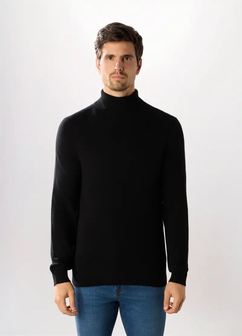 Maglione Dolcevita In Cashmere Uomo, Nero