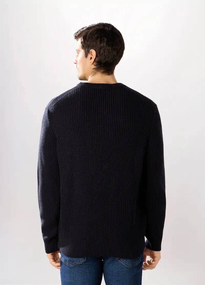 Maglione Girocollo A Costa Inglese Uomo, Blu scuro miniatura 2