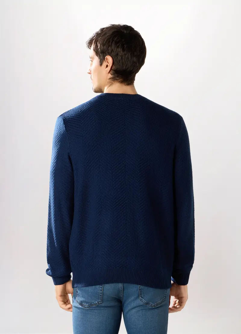 Maglione Girocollo Chevron Uomo, Blu navy miniatura 2