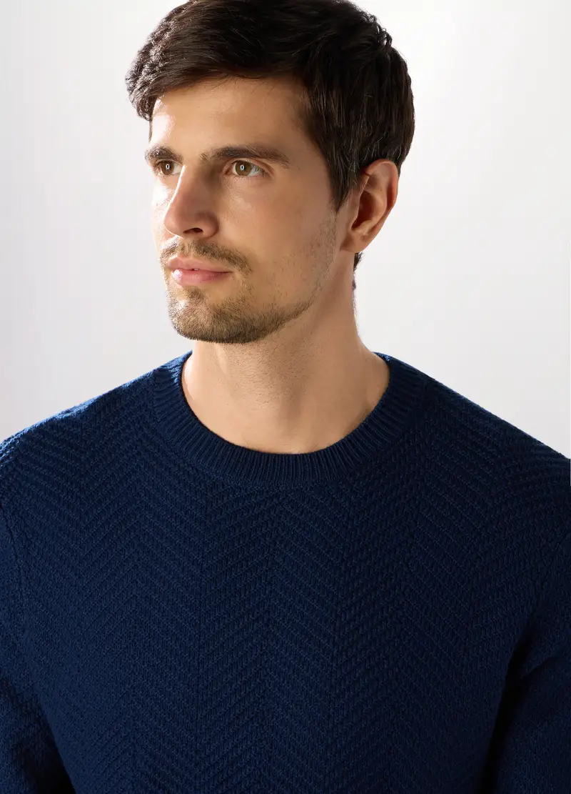 Maglione Girocollo Chevron Uomo, Blu navy miniatura 3