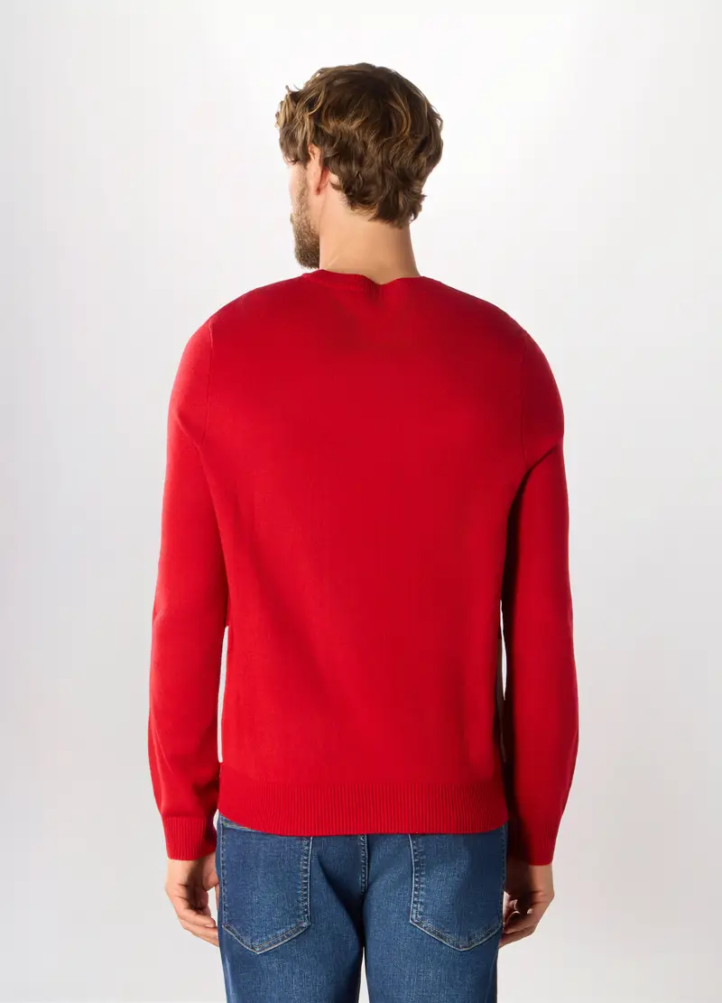 Maglione Girocollo Con Motivo Natale Uomo, Rosso miniatura 2