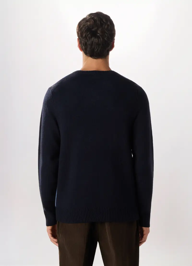 Maglione Girocollo Con Rombi Uomo, Blu scuro miniatura 2