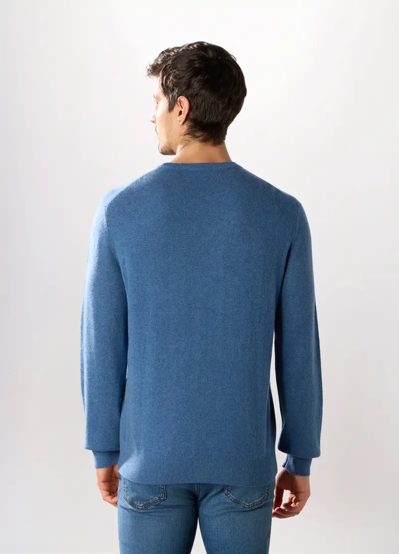 Maglione Girocollo In Cashmere Uomo, Azzurro scuro miniatura 2