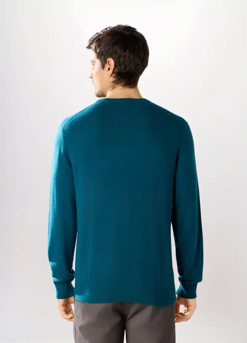 Maglione Girocollo In Cashmere Uomo, Blu chambray miniatura 2