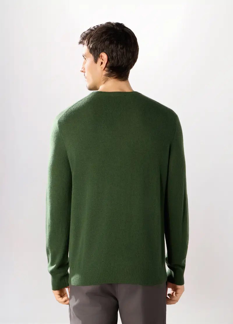 Maglione Girocollo In Cashmere Uomo, Verde muschio miniatura 2