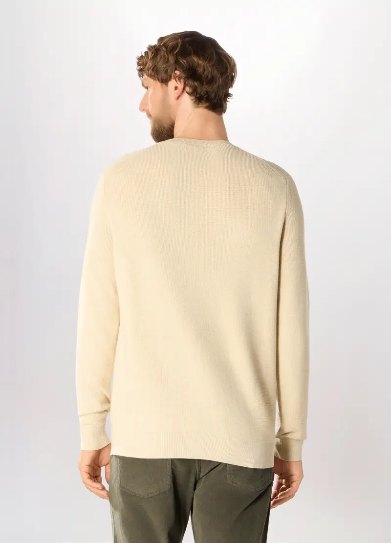 Maglione Girocollo In Cotone Uomo, Bianco avorio miniatura 2