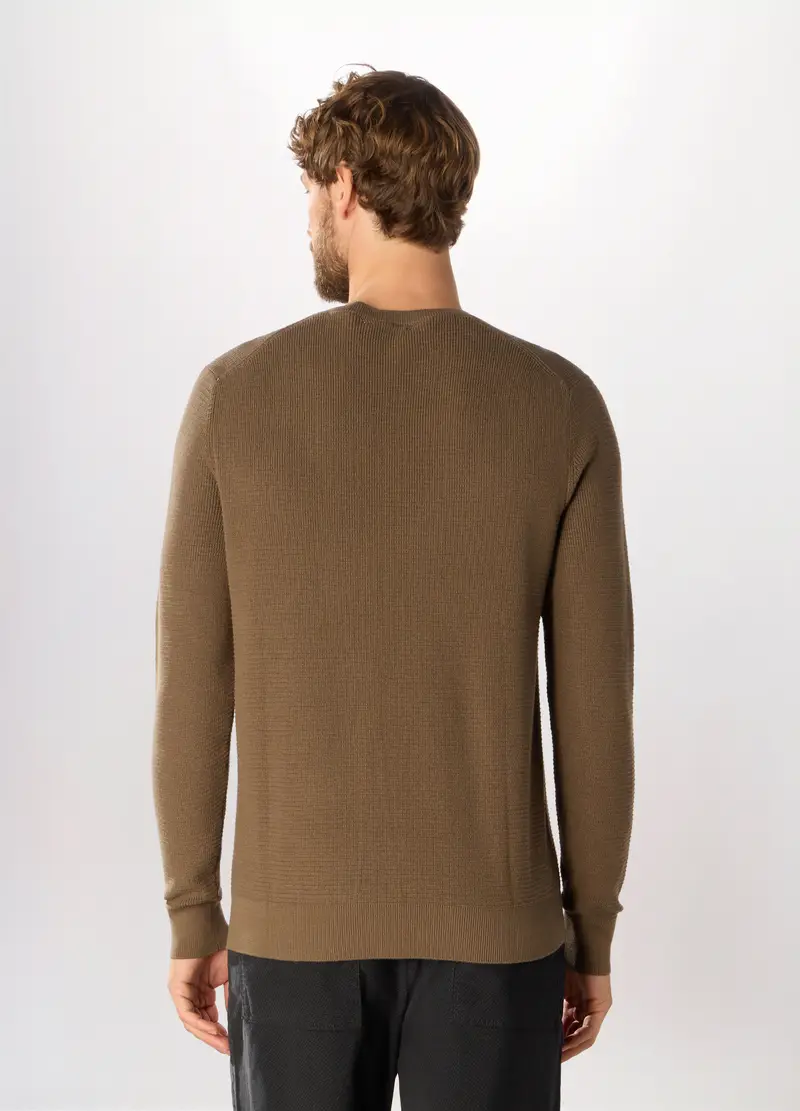 Maglione Girocollo In Cotone Uomo, Marrone cioccolato miniatura 2