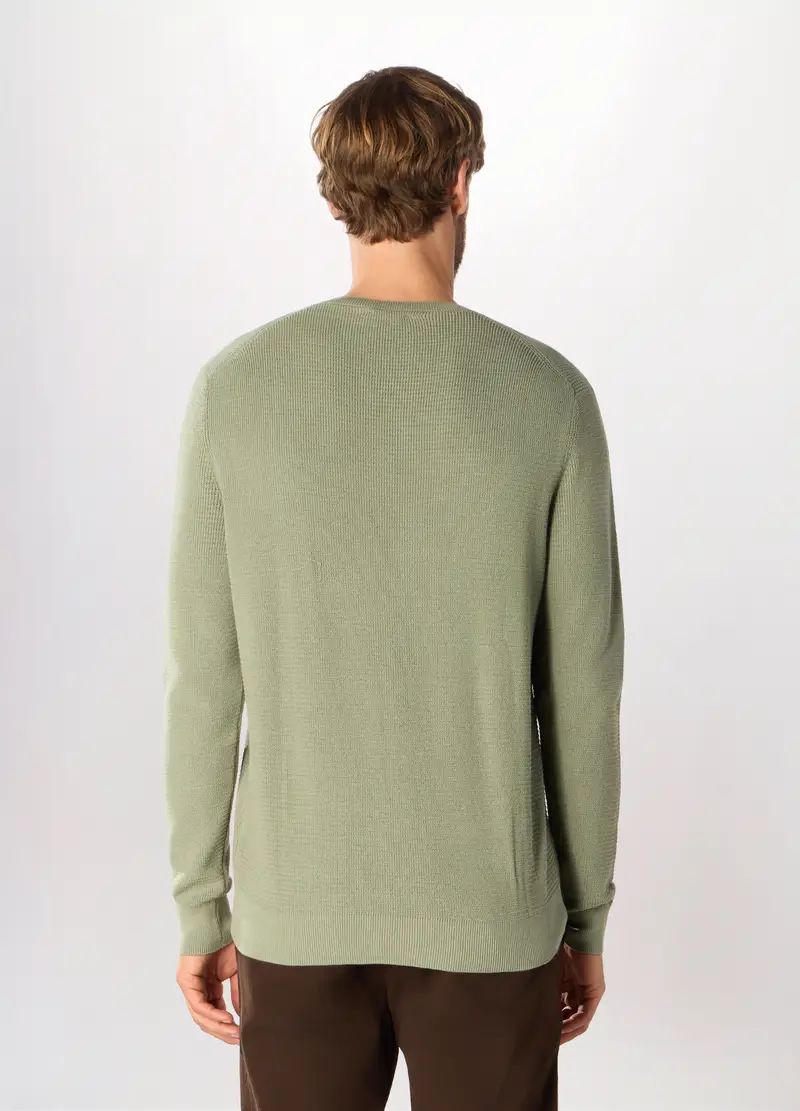 Maglione Girocollo In Cotone Uomo, Verde salvia miniatura 2