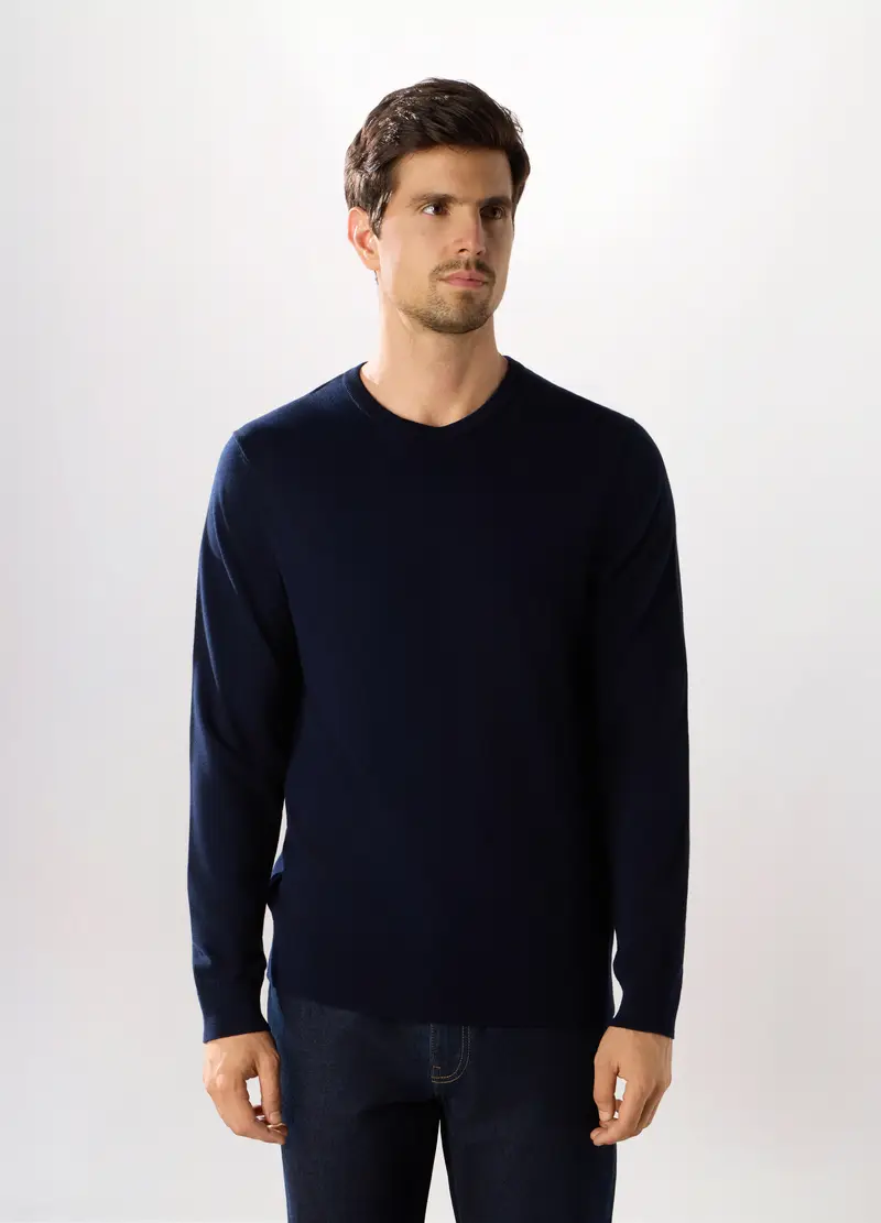 Maglione Girocollo In Misto Viscosa Uomo, Blu scuro