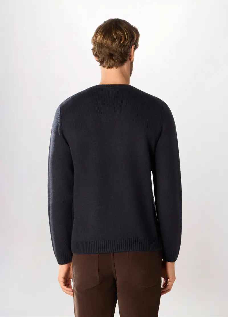 Maglione Girocollo Maglia Rasata Uomo, Blu scuro miniatura 2