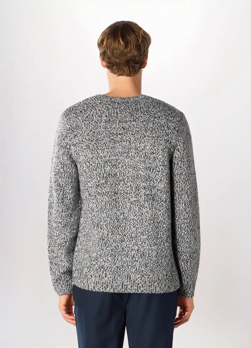 Maglione Girocollo Mouliné Uomo, Nero miniatura 2