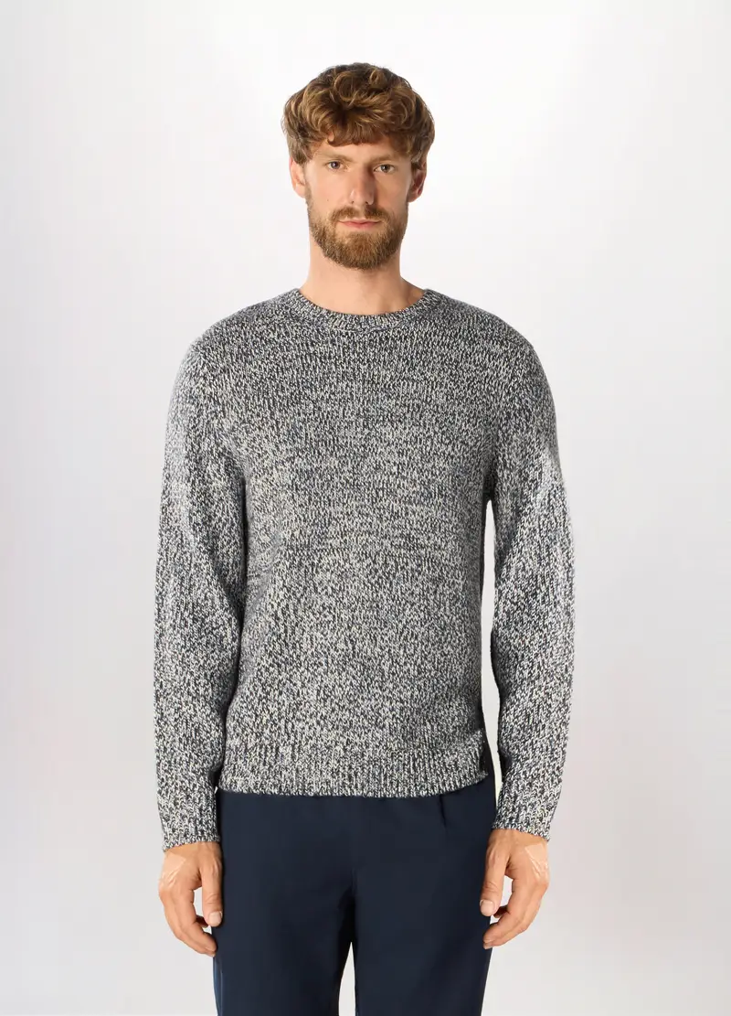 Maglione Girocollo Mouliné Uomo, Nero