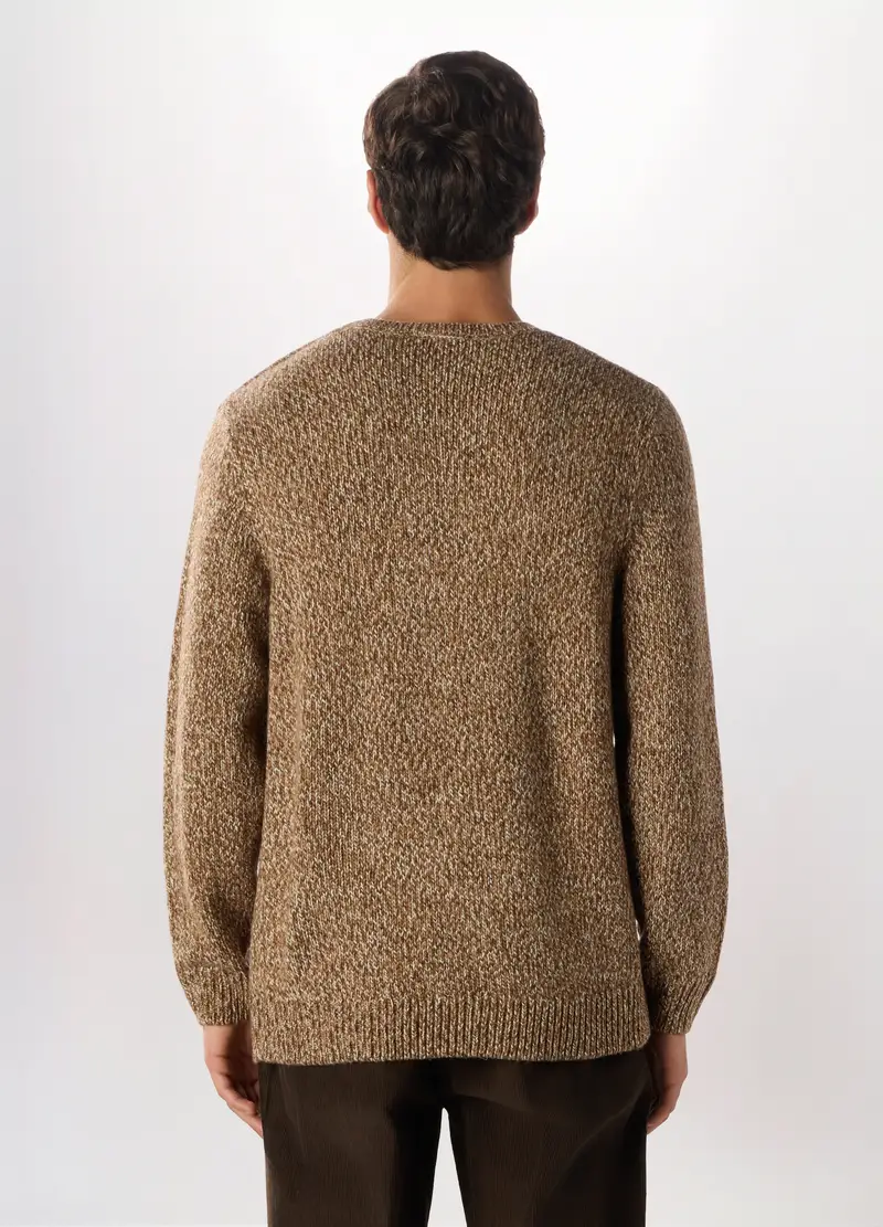 Maglione Girocollo Uomo, Marrone beige miniatura 2