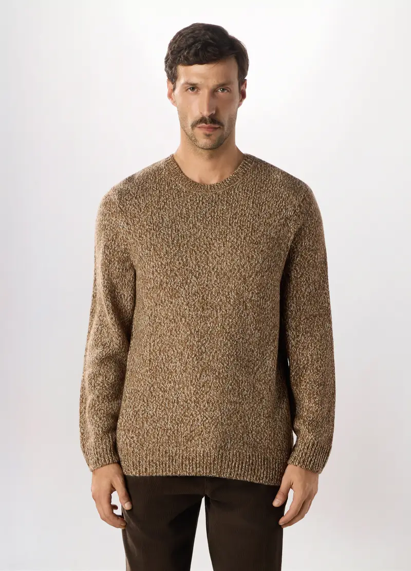Maglione Girocollo Uomo, Marrone beige