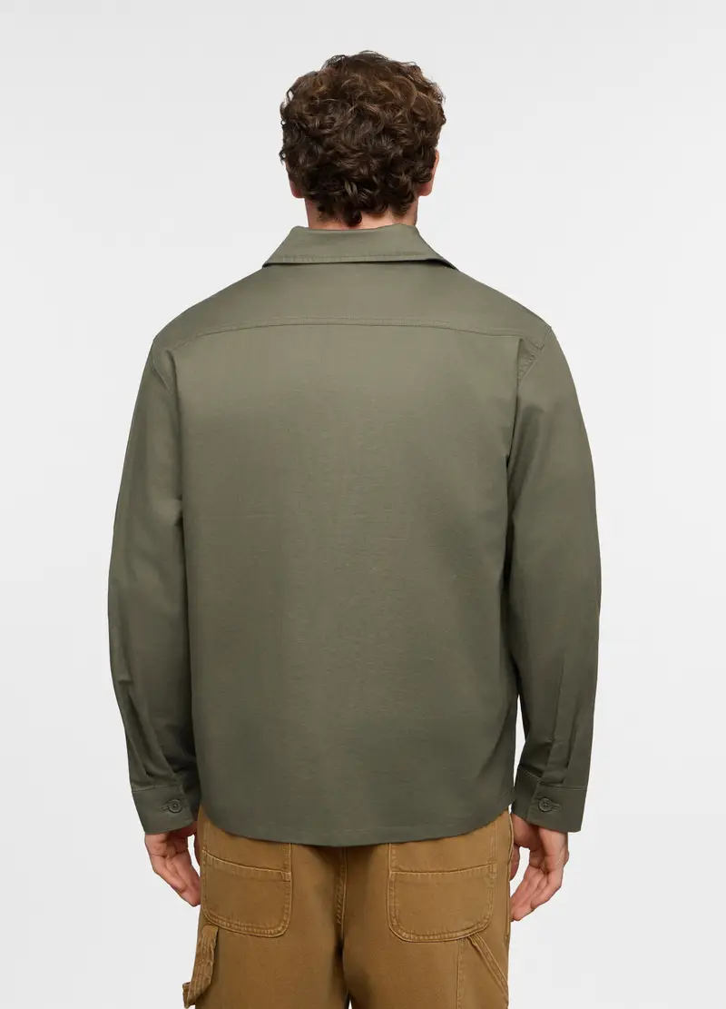 Overshirt In Cotone E Lino Uomo, Verde militare miniatura 2