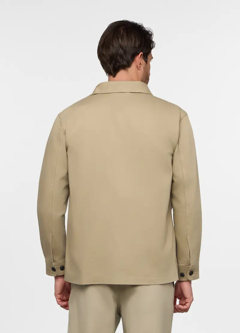 Overshirt In Puro Cotone Uomo, Beige scuro miniatura 2