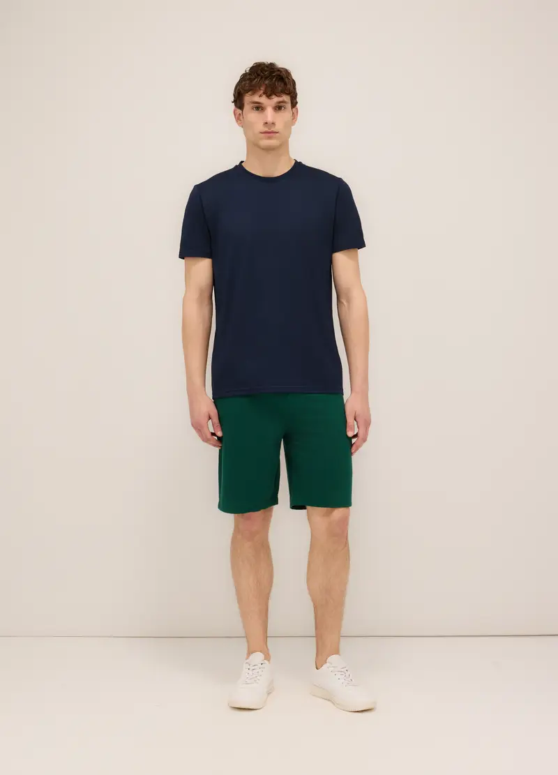 Pantaloncini In Felpa Di Cotone Uomo, Unisex, Verde bosco