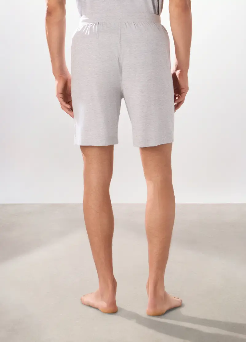 Pantaloncini Pigiama In Puro Cotone Uomo, Grigio chiaro melange miniatura 2