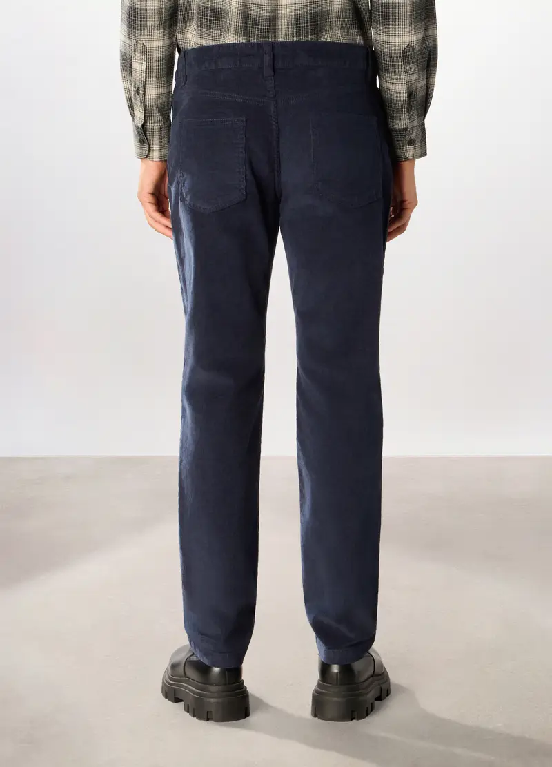 Pantalone 5 Tasche In Velluto A Coste Uomo, Blu navy miniatura 2