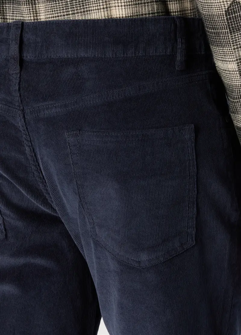 Pantalone 5 Tasche In Velluto A Coste Uomo, Blu navy miniatura 3
