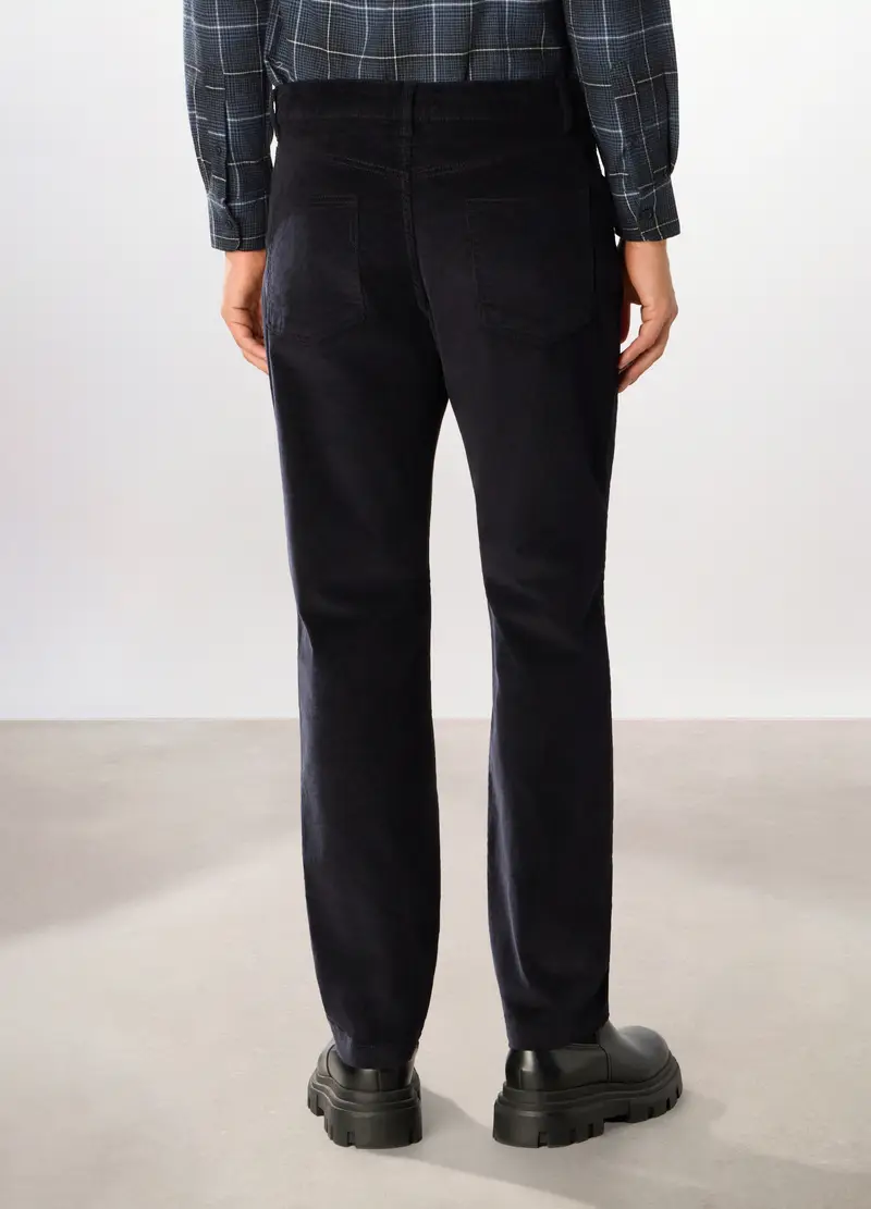 Pantalone 5 Tasche In Velluto A Coste Uomo, Blu scuro miniatura 2