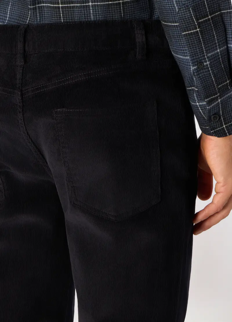 Pantalone 5 Tasche In Velluto A Coste Uomo, Blu scuro miniatura 3