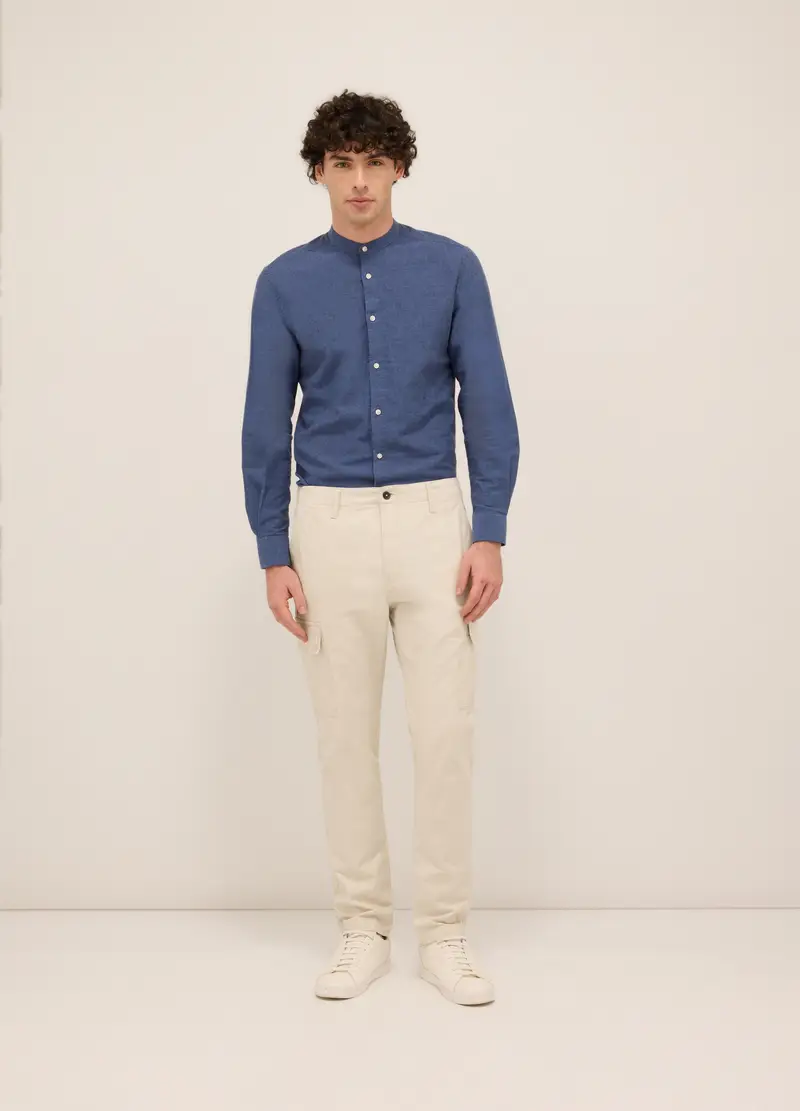 Pantalone Cargo In Twill Di Cotone Uomo, Beige chiaro