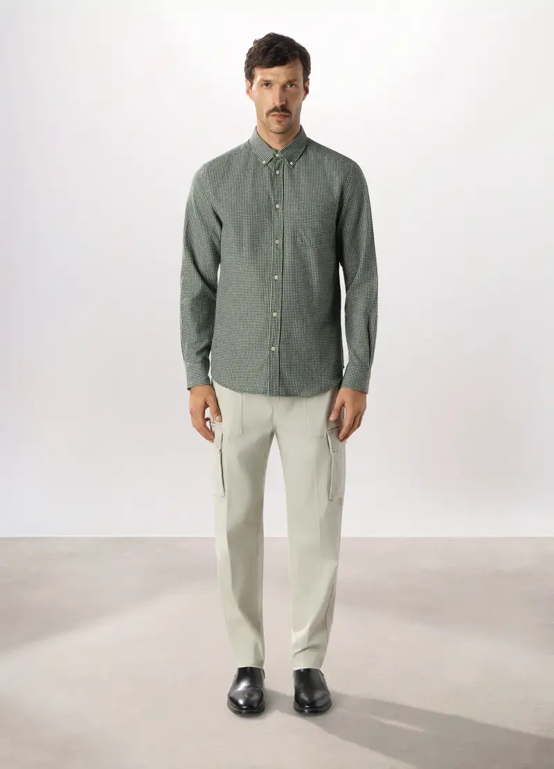 Pantalone Cargo Regular Fit In Cotone Stretch, Uomo, Bianco ghiaccio