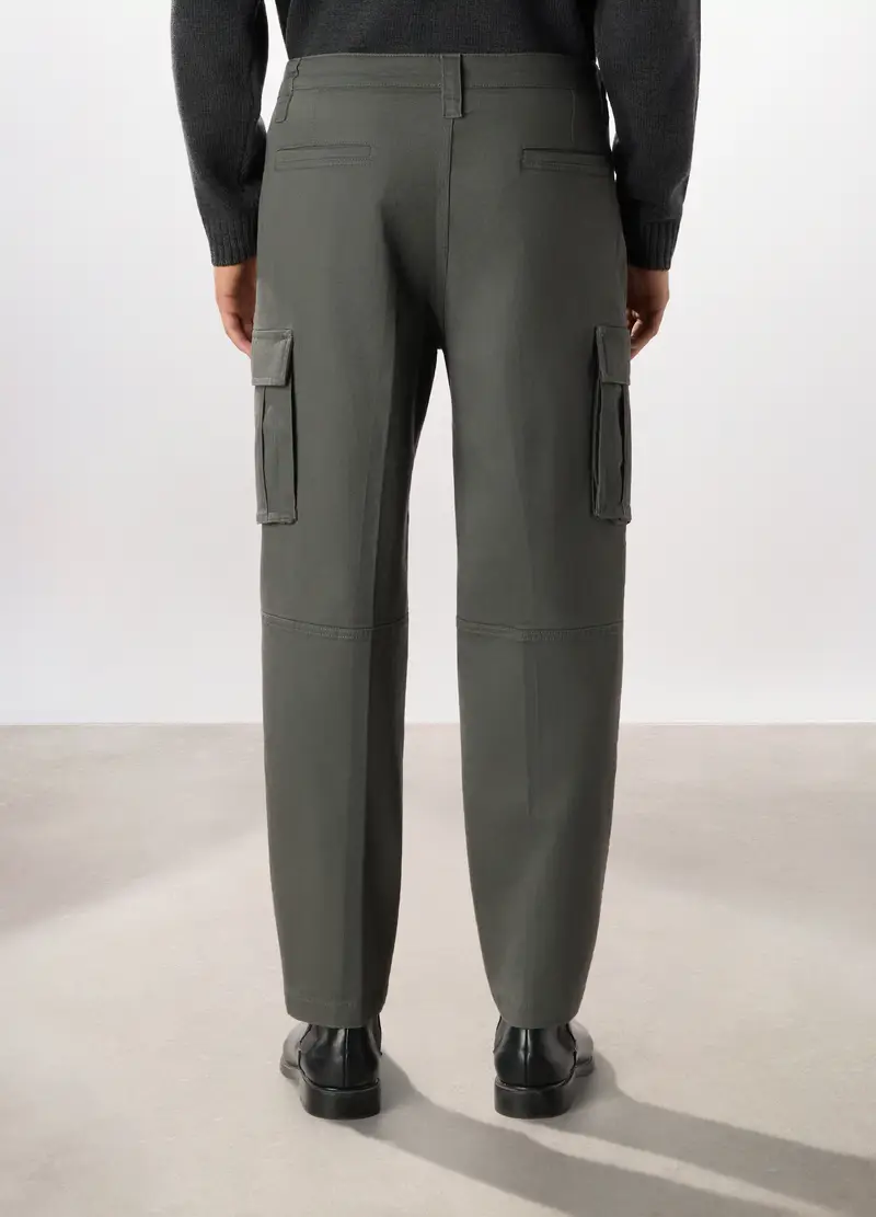 Pantalone Cargo Regular Fit In Cotone Stretch, Uomo, Grigio cemento miniatura 2