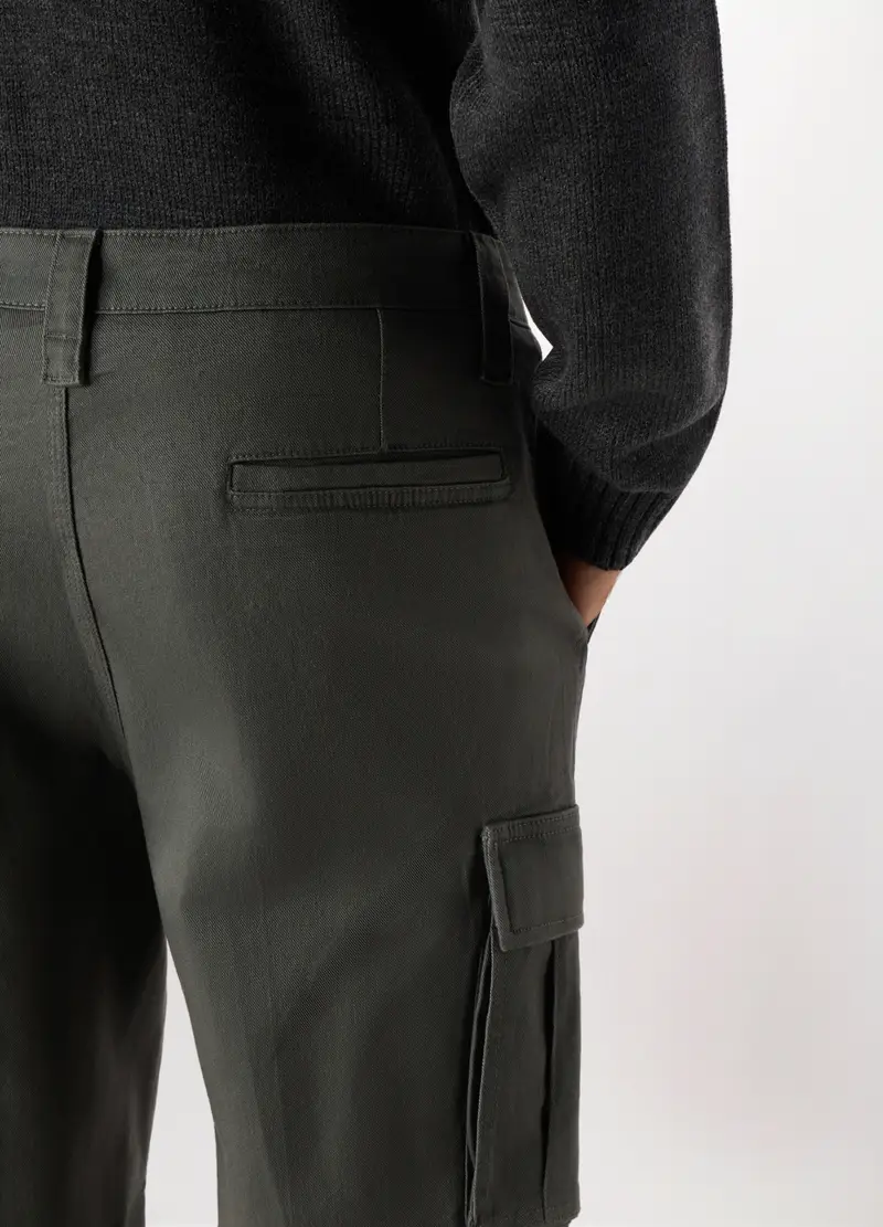 Pantalone Cargo Regular Fit In Cotone Stretch, Uomo, Grigio cemento miniatura 3